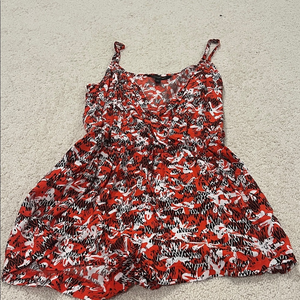 Banana Republic Red and Black Floral romper